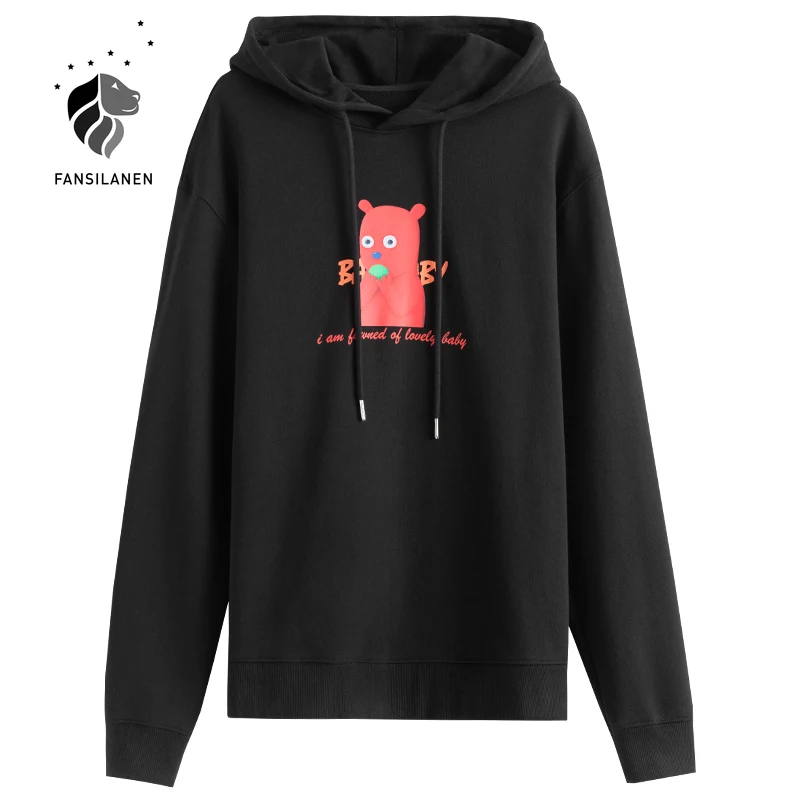 

FANSILANEN Original design cartoon women's hoodie sweatshirt Autumn winter casual streetwear oversized hoodie Cotton sweatshirt