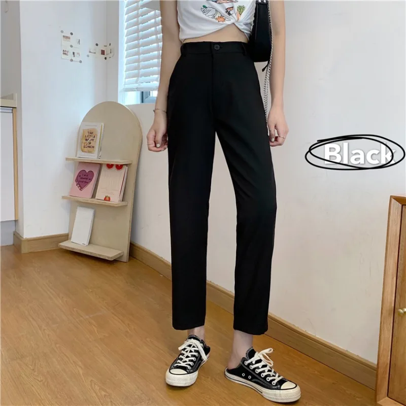 

YAMDI Straight Streetwear solid wide leg pant 2020 autumn trousers women winter casual korean style high waist woman pants loose