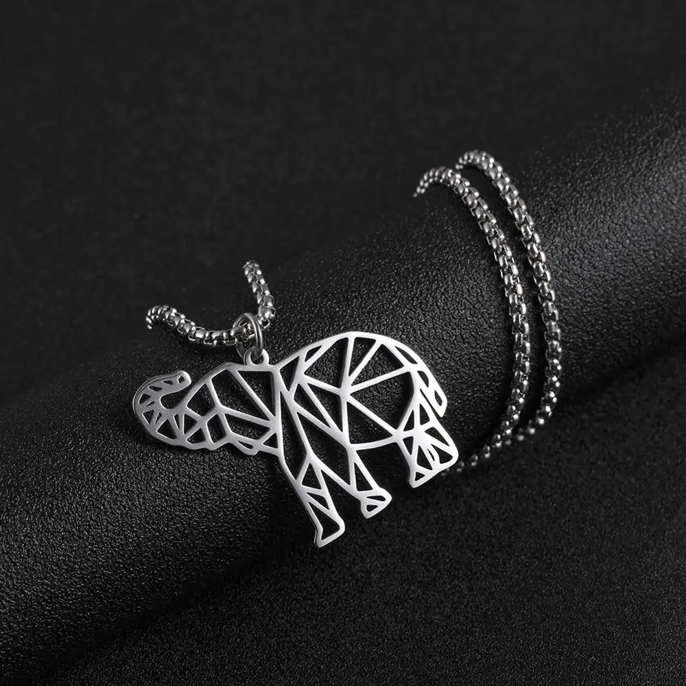 My Shape Elephant Necklace Stainless Steel Animal Silvery Necklaces Cut Out Good Quality Hollow Pendant Jewelry Fashion Gift | Украшения и