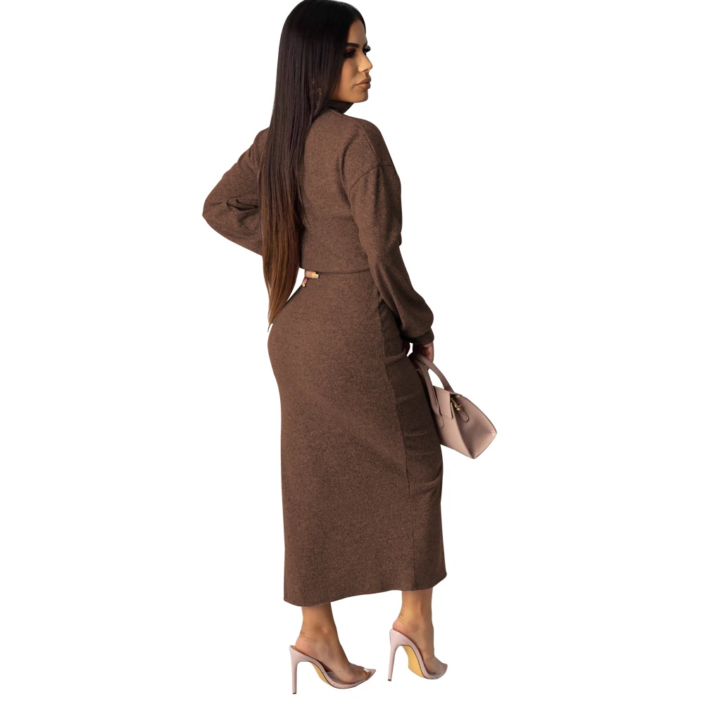 Женский комплект из двух предметов Tsuretobe свитер с высоким воротником и юбка макси