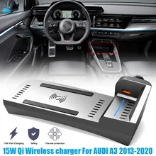 15W Qi Car Wireless Quick Charger For AUDI A3 2013-2020 Fast Cell Phone Holder Charging Plate Accessories Interior Modification