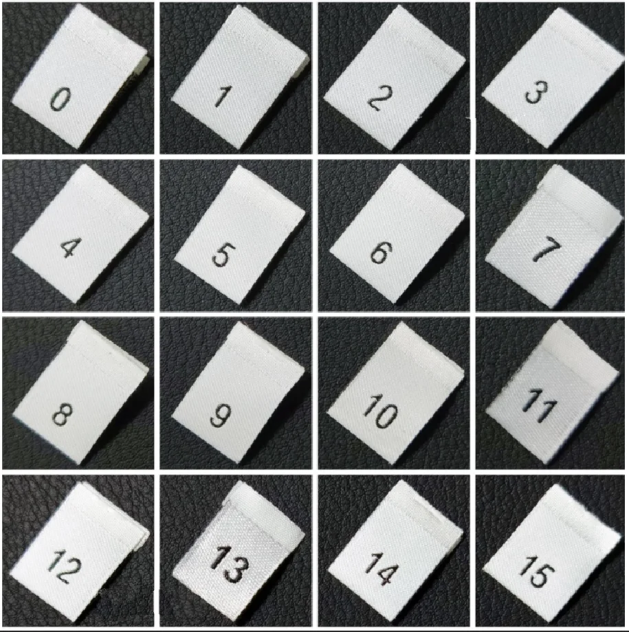 

200pcs Size Labels for Garment Number 0-39 Size Black/White/ Polyester Woven Folded Labels Clothes Sewing Tags 35*12MM LB-036