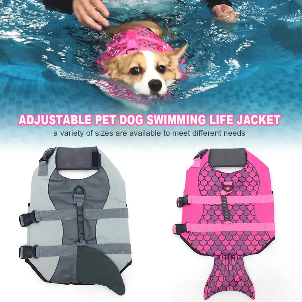 

Pet Dog Life Jacket Safety Clothes Life Vest Collar Harness Saver Pet Dog Swimming Preserver Summer Swimwear Mermaid Shark