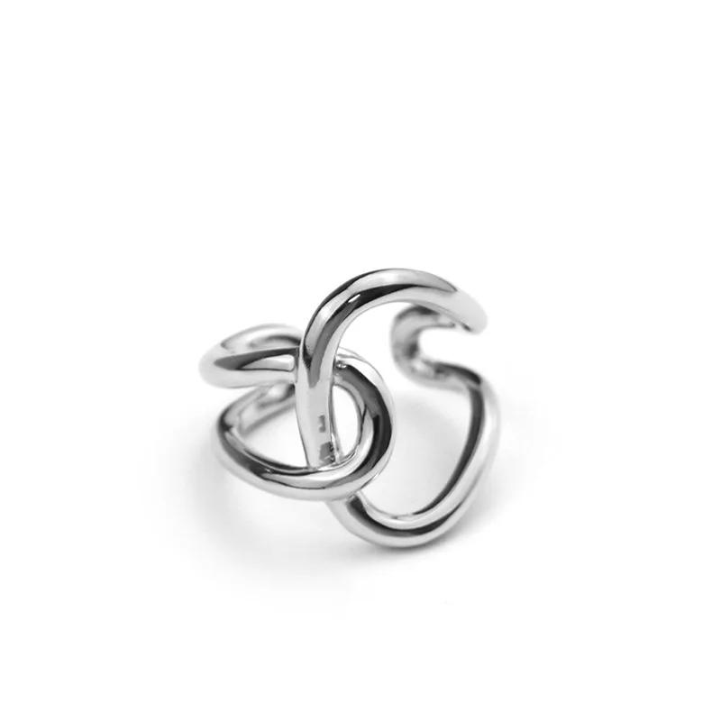 

MrZMsZ Gold Silver Color Interlocking Rings For Women Vintage Open Rings Adjustable 2021 Trendy Jewelry Fashion Birthday Gift