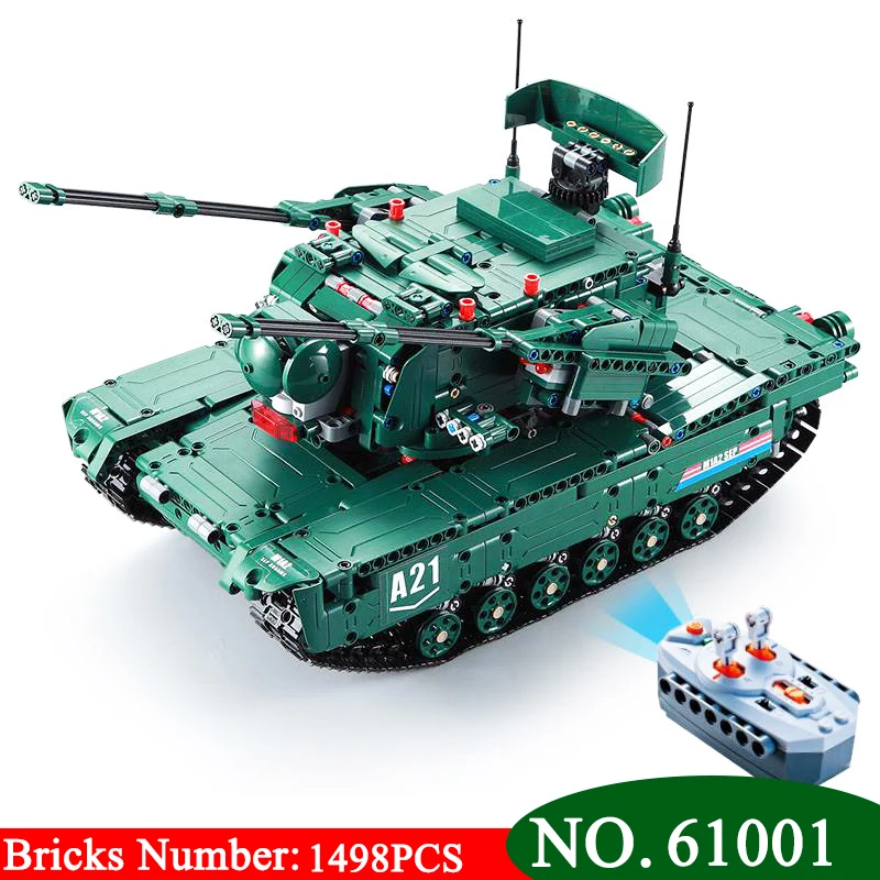

61001 1498Pcs Military Weapon Series The M1A2 RC Tank Model Building Blocks Bricks Educational Toys For children Christmas Gifts
