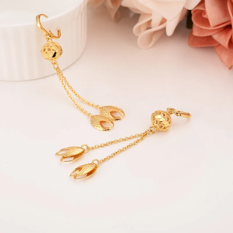 Серьги-подвески с золотыми бусинами для женщин/девочек модные ювелирные изделия