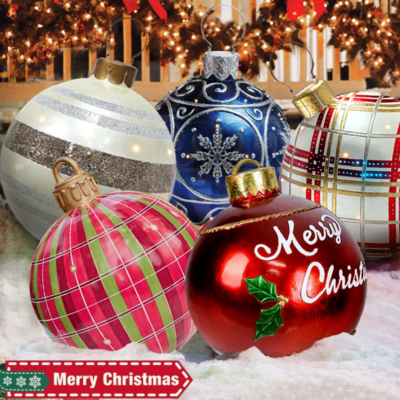 60cm Christmas Balls Decorations for Home Outdoor Gift Giant PVC Inflatable Toys Xmas Courtyard |