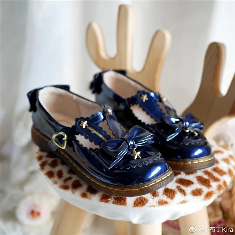 

Lolita Shoes Star Buckle Mary Janes Shoes Women Flats Kawaii Loli Shoes Pu Leather Girls Casual Rabbit Ear Japanese Style Shoes