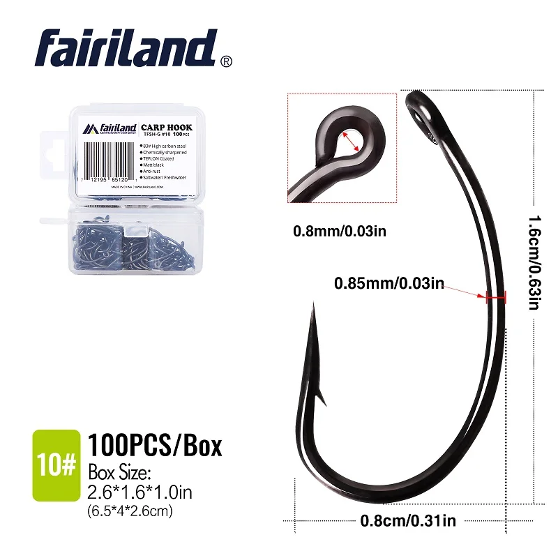 TFSH G10 100 pcs 100 шт. химически заточенные тефлоновые рыболовные крючки TFSH-G колючие рыболовные крючки 2#4#6#8#10# Высокоуглеродистая сталь набор черных рыболовных крючков - Цвет: TFSH G10 100 pcs