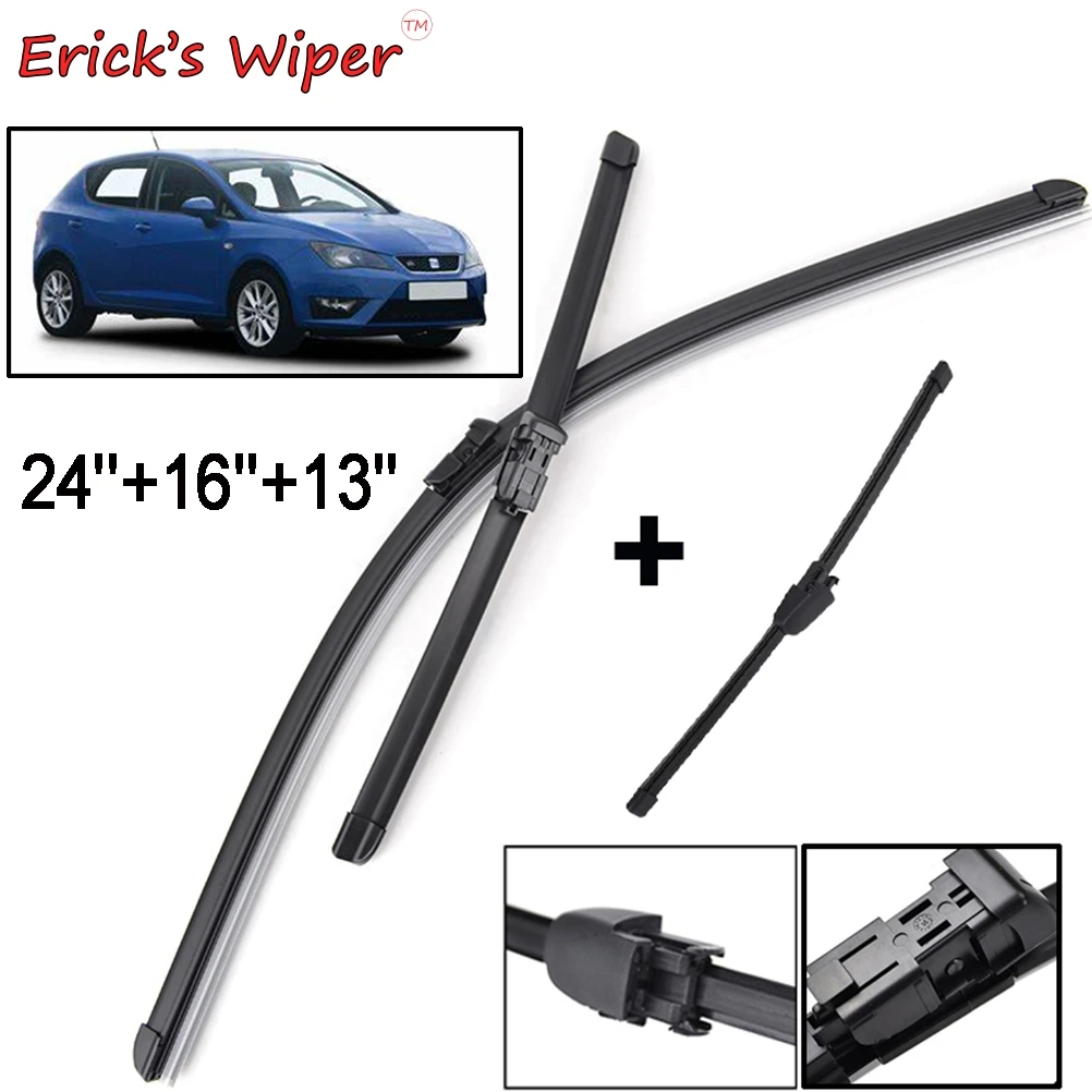 Erick's Wiper 3x Front & Rear Windscreen Wiper Blades Set For Seat Ibiza Coupe 6J Hatchback 2017 2016 2015 2014 2013 24