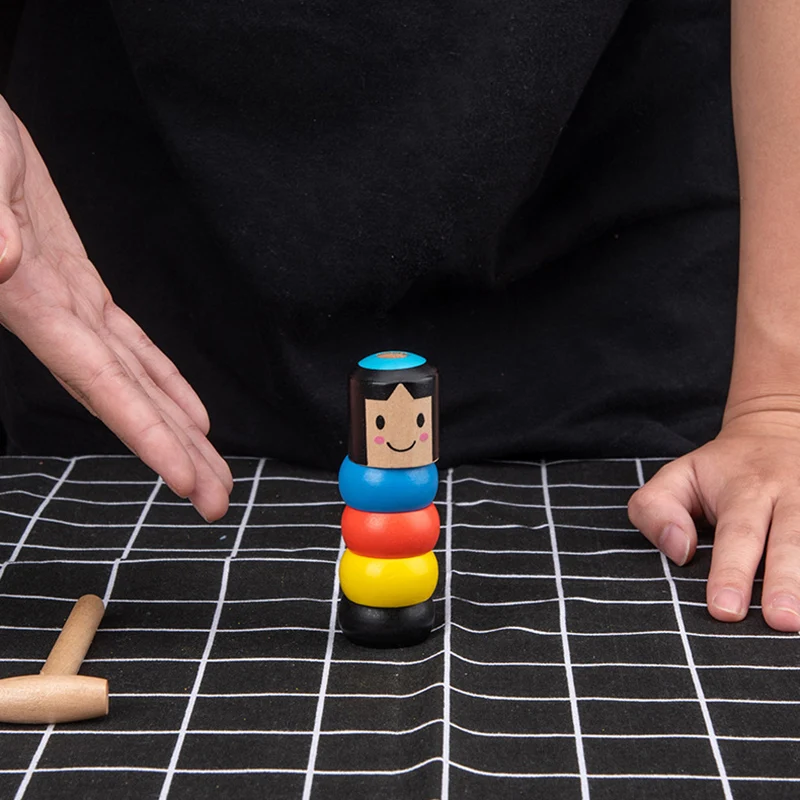 

1pc Creative Novelty Magic Toy Tumbler Magic Stubborn Wood Man Toy Funny Unbreakable Toy For Kids Children