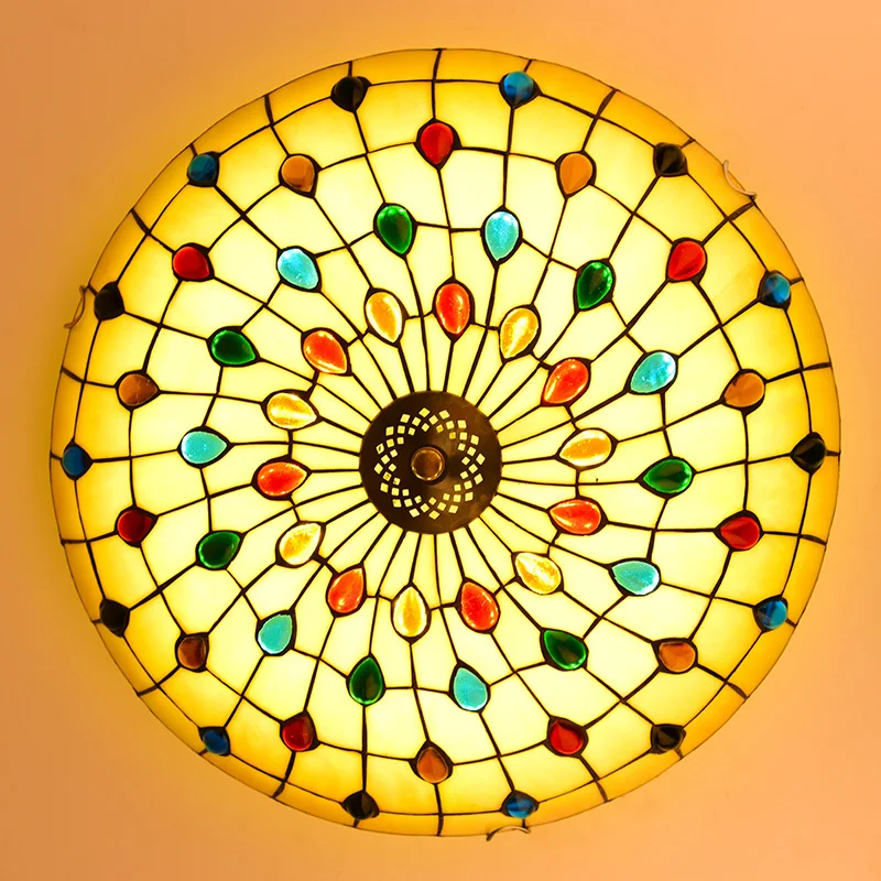 Tiffany Mediterranean style peacock natural shell ceiling lights lustres night light led lamp floor bar home lighting | Лампы и