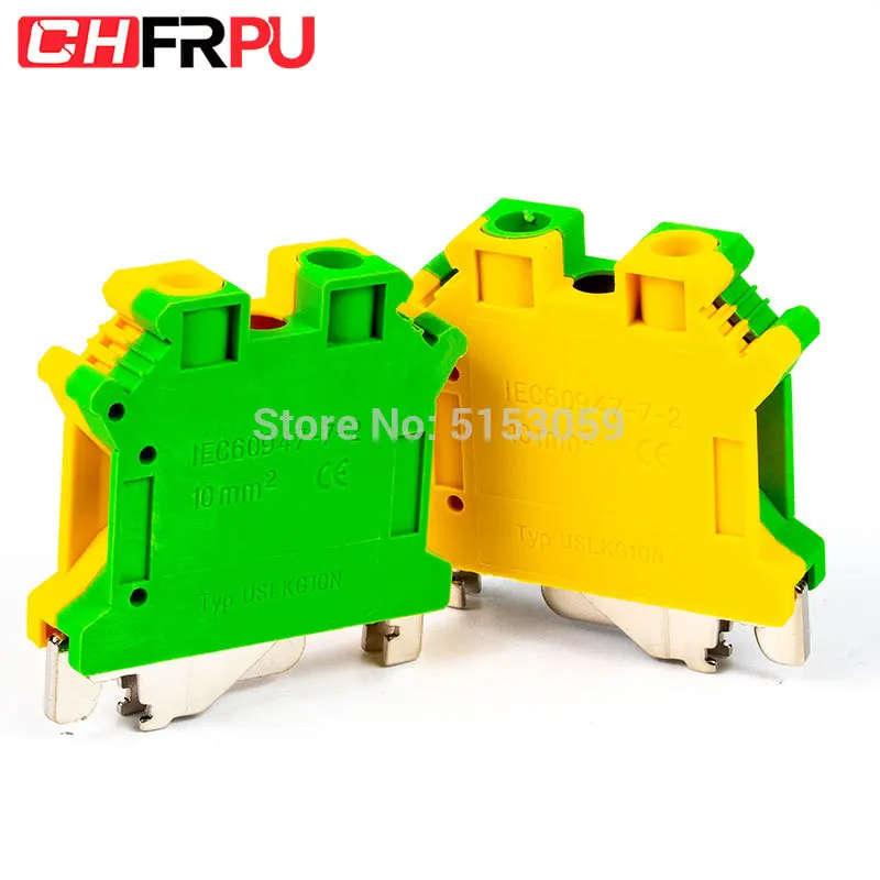 

10PCS USLKG10 Universal DIN Rail Mounted Ground terminal Screw Type Connector Electrical Crimp Terminator