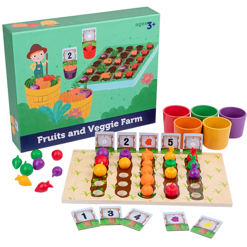 

Montessori Toys Baby Early Education Color Classification Cup Children Shape Matching Farm Game Kids Preschool Toys