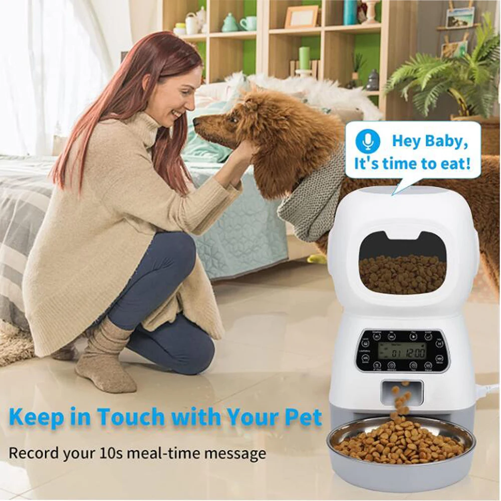 Automatic Pet Feeder Dog Bowl 3L Food Dispenser Vending Machine Large Cat 4 Meal Voice Recorder &ampTimer | Дом и сад