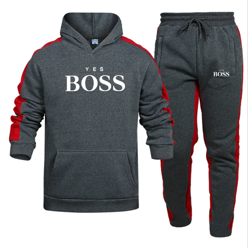 

2021 New Men Hoodies Suit Tracksuit Sweatshirt Suit Fleece Hoodie+Sweat pants Jogging Homme Pullover 3XL Sporting Suit Male