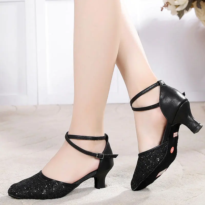 Женские туфли для латинских танцев/сальсы/Танго взрослых Блестящие с закрытым