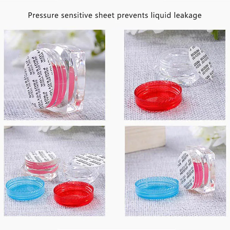 

50Pcs Mini Plastic Nail Art Organizer 3g Cosmetic Sample Bottle Makeup Face Cream Containers Home Storage Tools