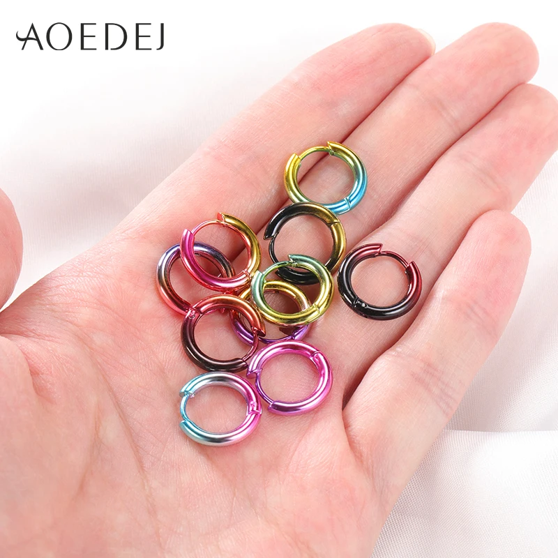 Женские радужные круглые серьги AOEDEJ кольца из нержавеющей стали ювелирные