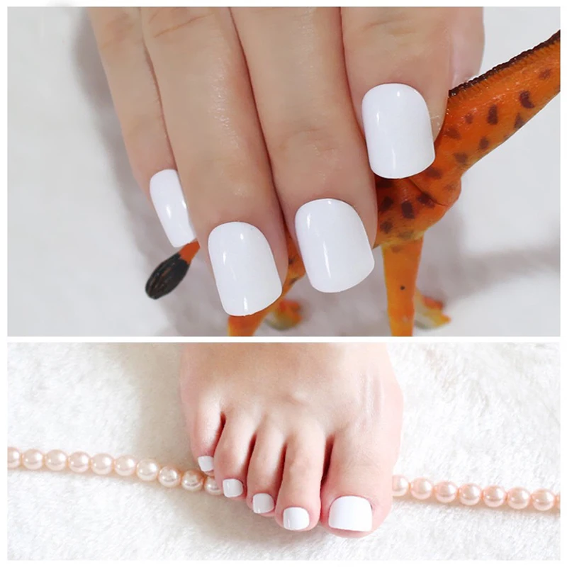 Белые акриловые ногти для девочек квадратные накладные ног конфеты Макаруны