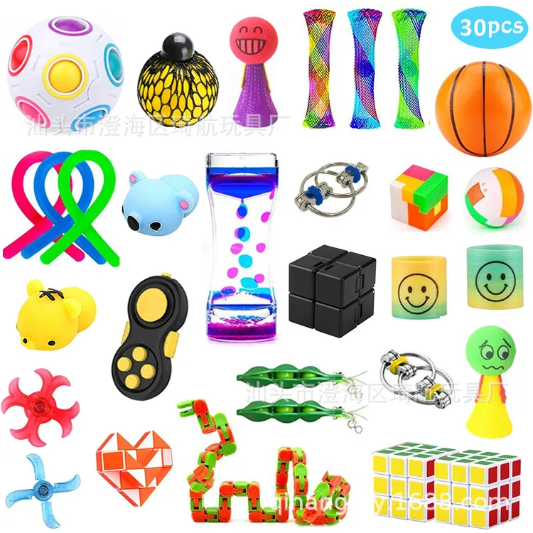 

1/24/30PCS Pack Fidget Sensory Toy Set Stress Relief Toys Autism Anxiety Relief Stress Pop Bubble Fidget Toys For Kids Adults
