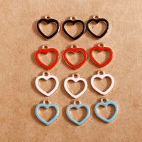 10pcslot 1113mm enamel heart circle charms hollow out heart pendant ahd charms for bracelets necklaces jewelry making