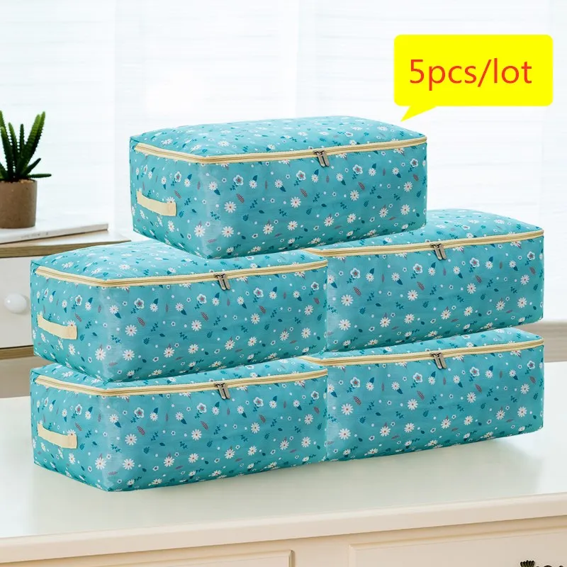 lansexiaohua 5pcs 5 шт./компл. большой Ёмкость Органайзер 10 Цвета квадратный Органайзер сумка Водонепроницаемый сумка для хранения из ткани Оксфорд для дома шкаф Гардеробная - Цвет: lansexiaohua 5pcs