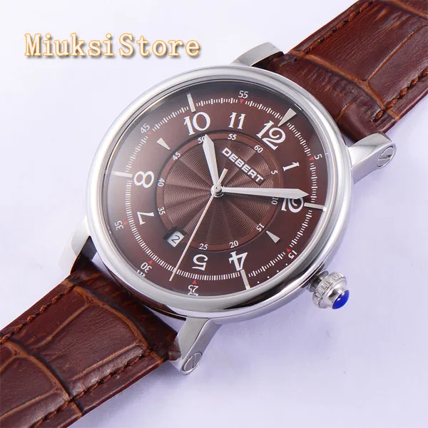 Модные Классические Серебристые мужские наручные часы deger 43 мм автоматический