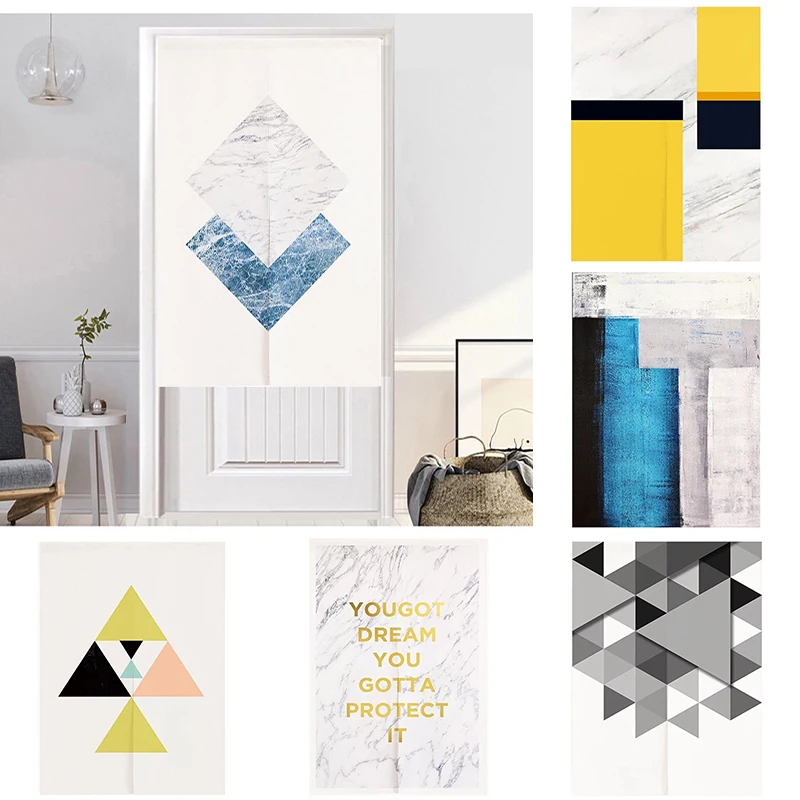 

Geometric Fabric Cotton Linen Curtain kitchen Half Panel Curtain Bedroom Door Curtain Home Decoration Blackout Curtain
