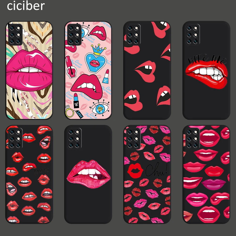 

Lipstick lips Cover for Oneplus 8 8T 9 9R 7 7T 6T Pro Phone Case For 1+9 1+9R 1+8 1+7 1+6 Nord N10 N100 Black Soft TPU Back Capa