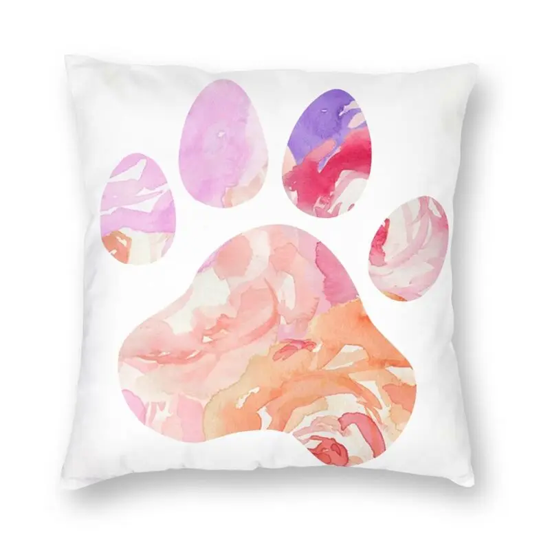 

Watercolor Roses Paw Print Pillow Case 55x55cm For Living Room Pretty Floral Sofa Cushion Cover Home Decoration Pillowcase