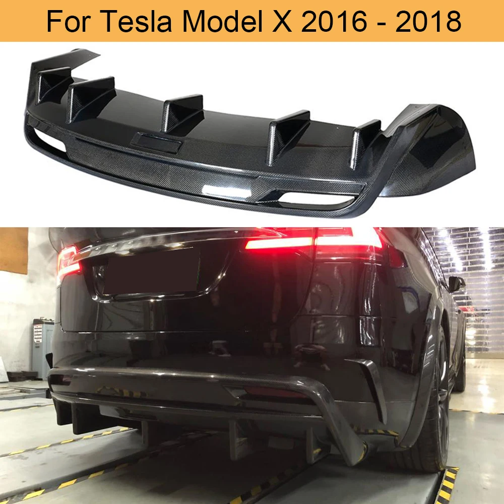 

Диффузор для заднего бампера автомобиля, спойлер для губ для Tesla Model X 2016-2018, задний диффузор, спойлер, разветвители из углеродного волокна