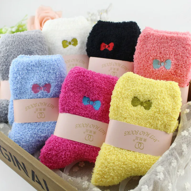 6pair/lot  Anyongzu Sock Natural Color  Pregnant Women Socks  Warm Embroidery Half Tail Cloth Distribution Towels 23cm To 25cm