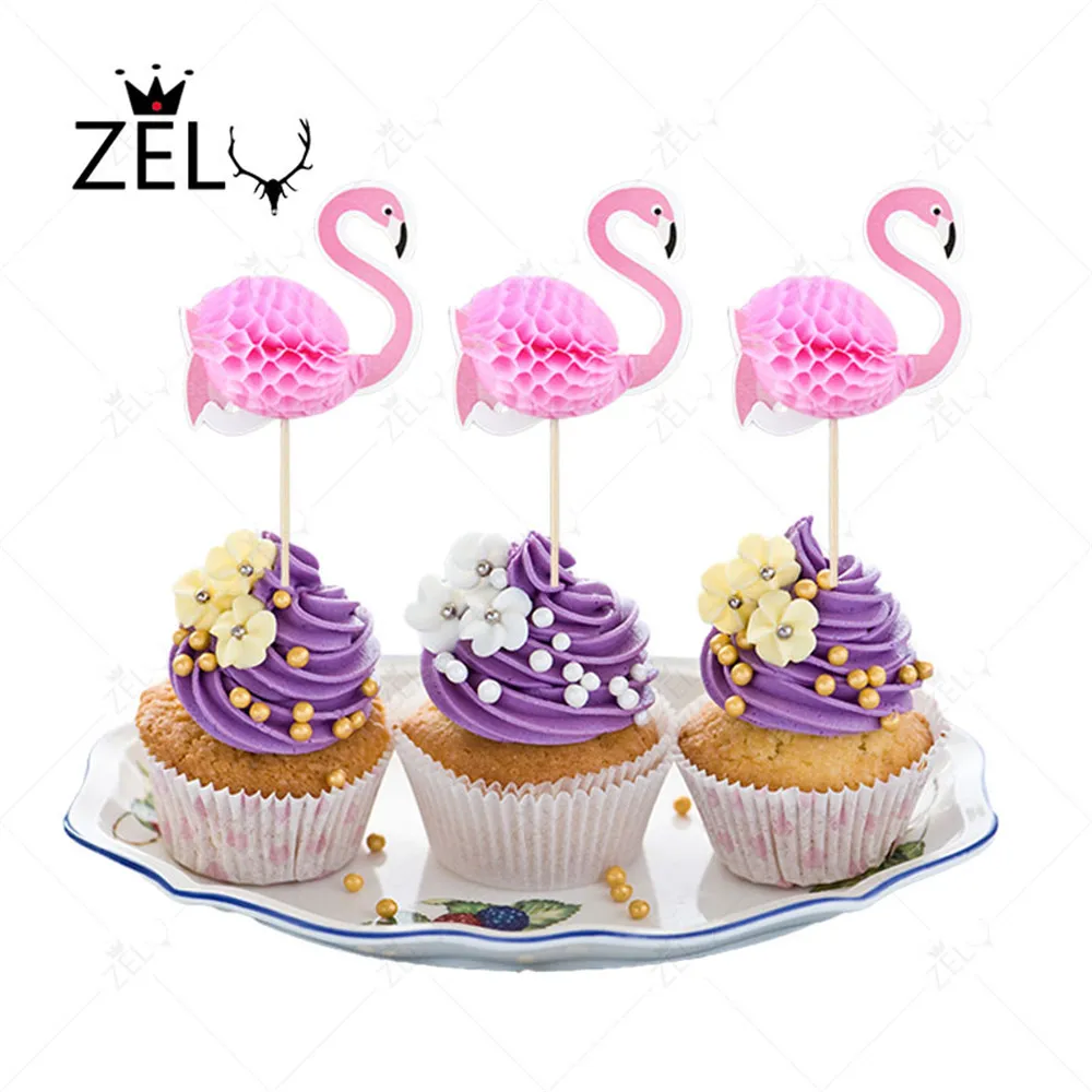 Фигурки для торта ZLJQ розовые дня рождения кекса флага детей душа Hawai пляжа