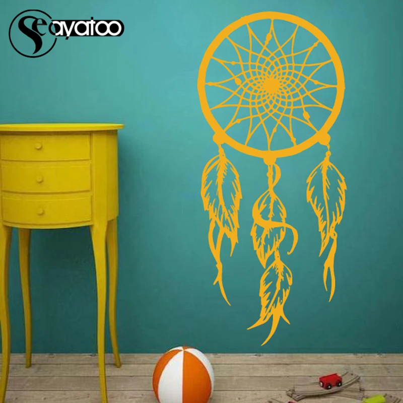 Dreamcatcher Feather Symbol Amulet Vinyl Wall Sticker Decal Bedroom Stickers Home Decor | Дом и сад