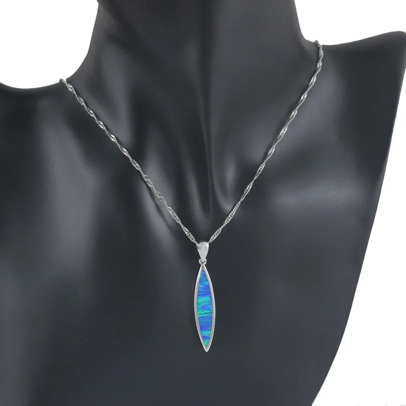 

Surfboard Free Chains Gift Box Amazing Design Blue White Green Pink Brown Fire Opal Pendant 40x8mm OP453