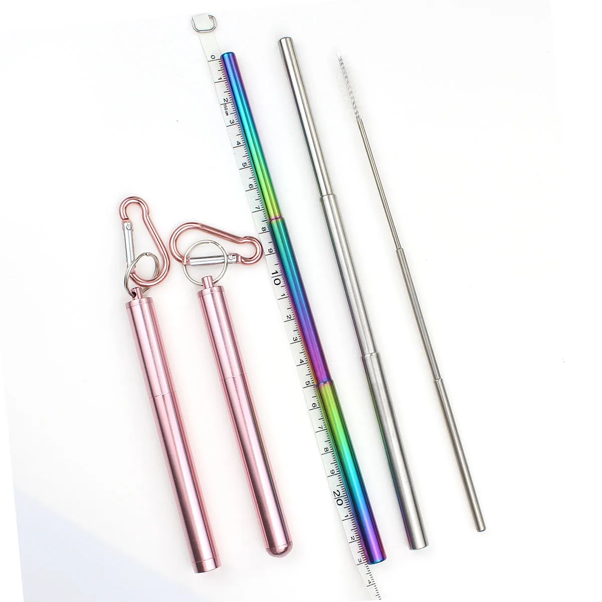 3 шт портативная Нержавеющая сталь телескопическая Серебряная Питьевая Солома