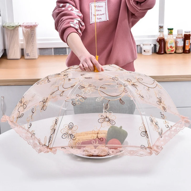 LBER Новое Кружевное складное блюдо крышка Еда пыли из чистой ткани ажурного