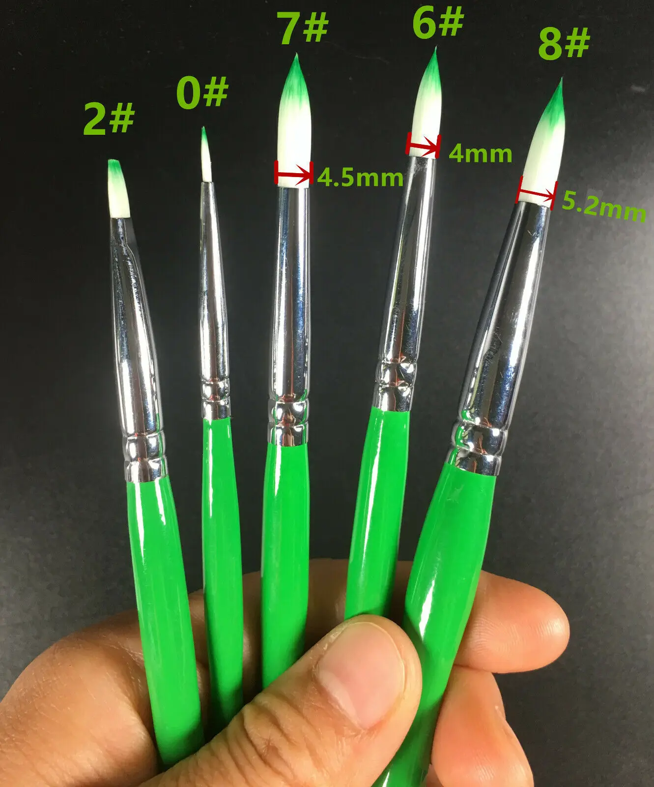 

5 Pcs Dental Brush Pen Metal Porcelain Powder Ceramic Nylon Hair Green