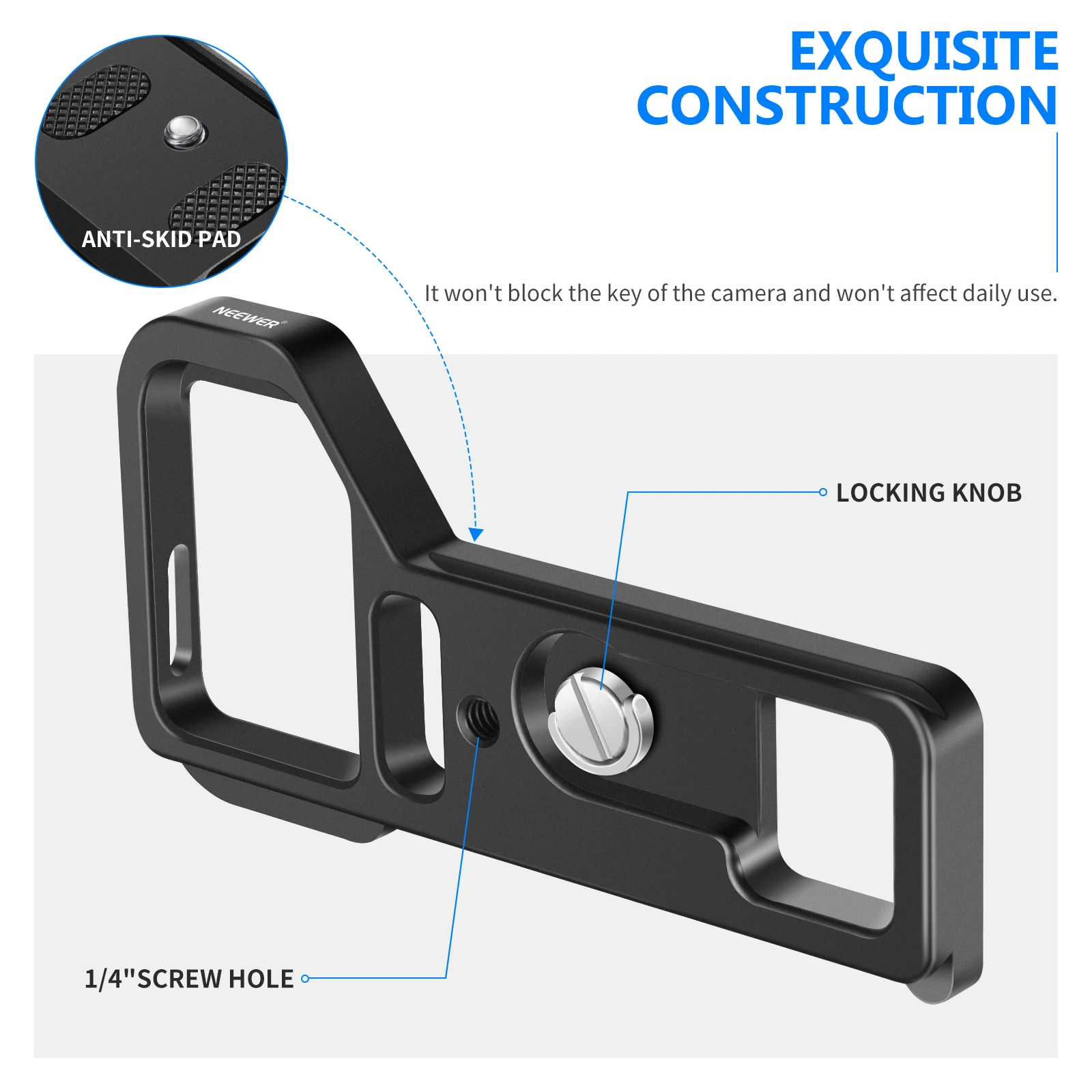 

Neewer Metal Bracket Base Hand Grip Camera Grip Extension Compatible with Sony A9 II/A7R IV Mirrorless Camera, 1/4 inch Screw