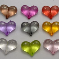 25 mixed color transparent acrylic puffy heart charm beads 22x16mm