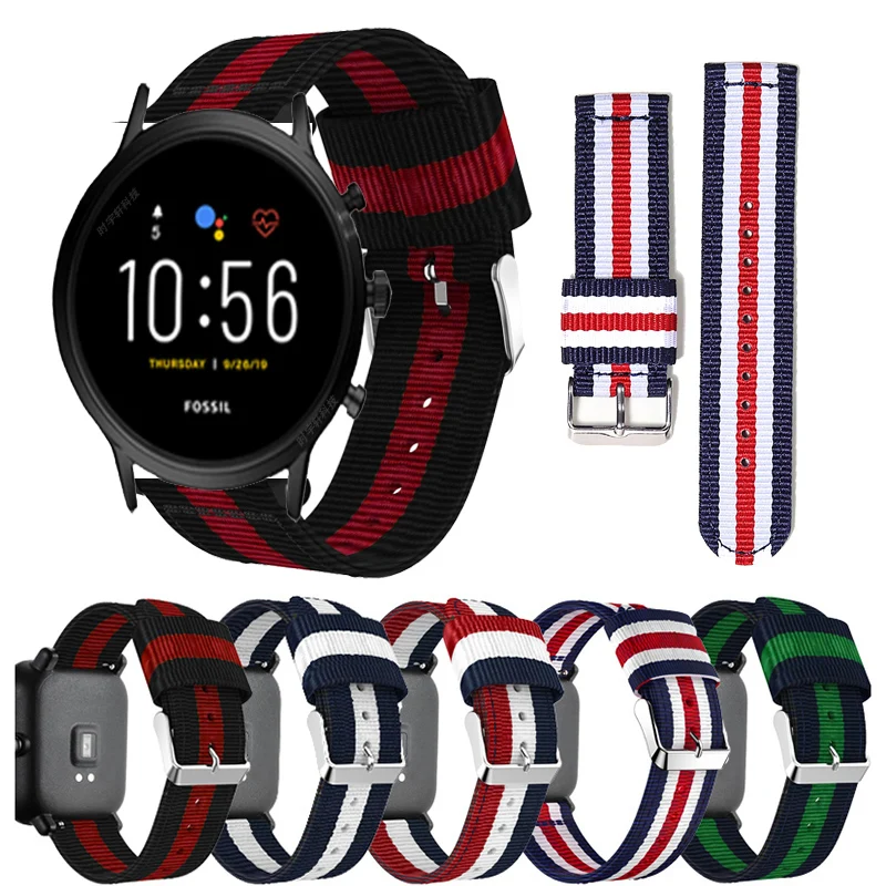 22 мм нейлоновый холщовый ремешок для Fossil Gen 5 Carlyle HR Julianna Band Sport 43 мм/Q исследователь