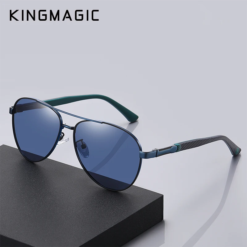 

KINGMAGIC Polarized Sunglasses Men Women Driving Mirror Sun Glasses Metal Frame Goggles UV400 Anti-Glare Sunglasses Spring Hinge