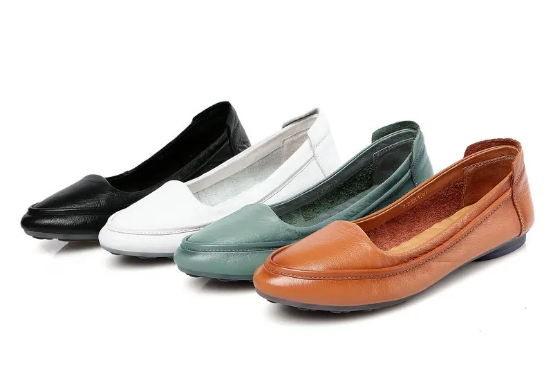 

New Sexy Woman Ballet Flats Round Toe Women Flat Shoes Vintage Style Genuine Leather Women Flats Girl Loafers Casual Shoes