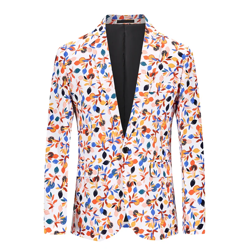 

2021 Fashion Floral Casual Blazer for Men Slim Fit Party Suits Blazers Jacket Terno
