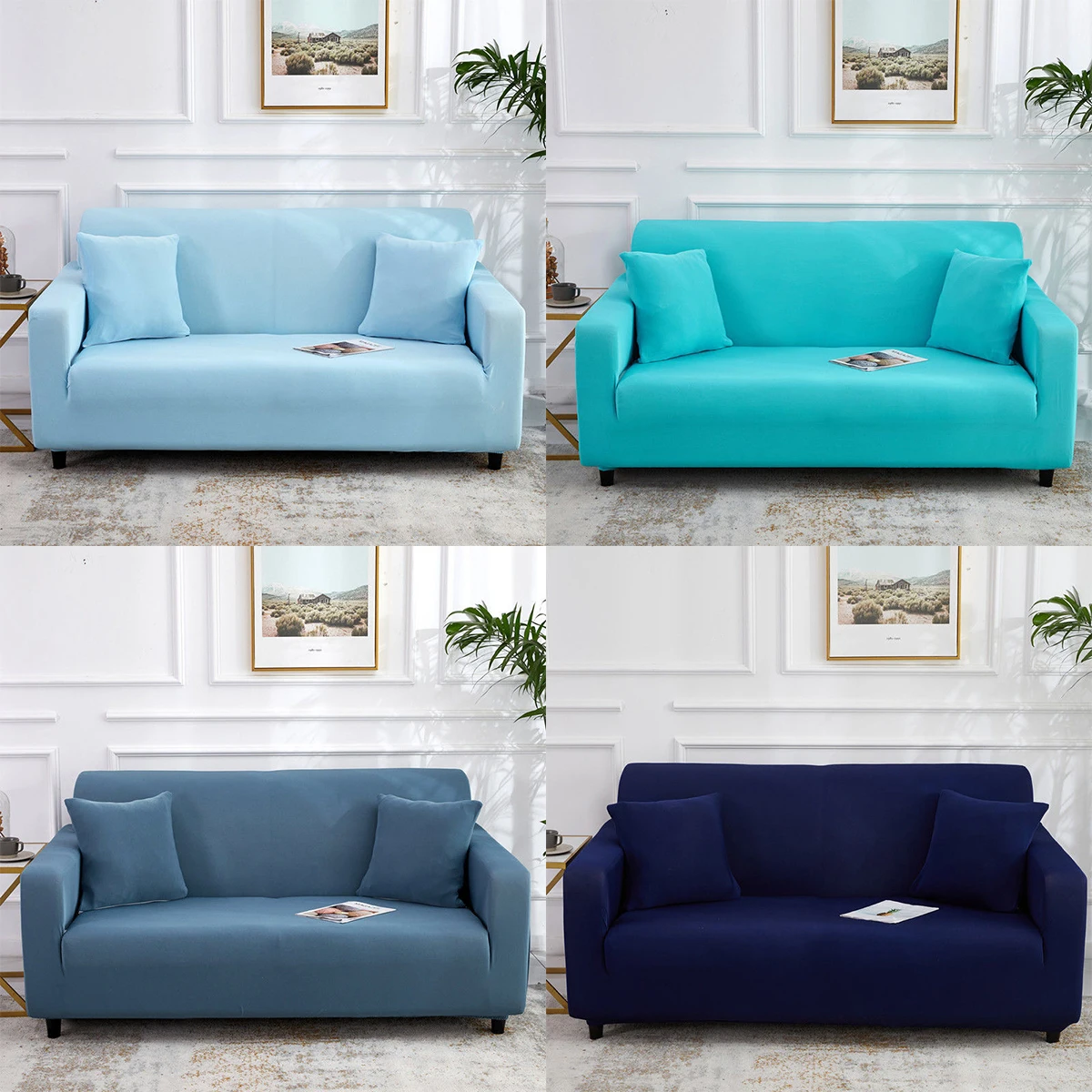 Zerolife синее градиентное полиэфирное эластичное покрывало для дивана