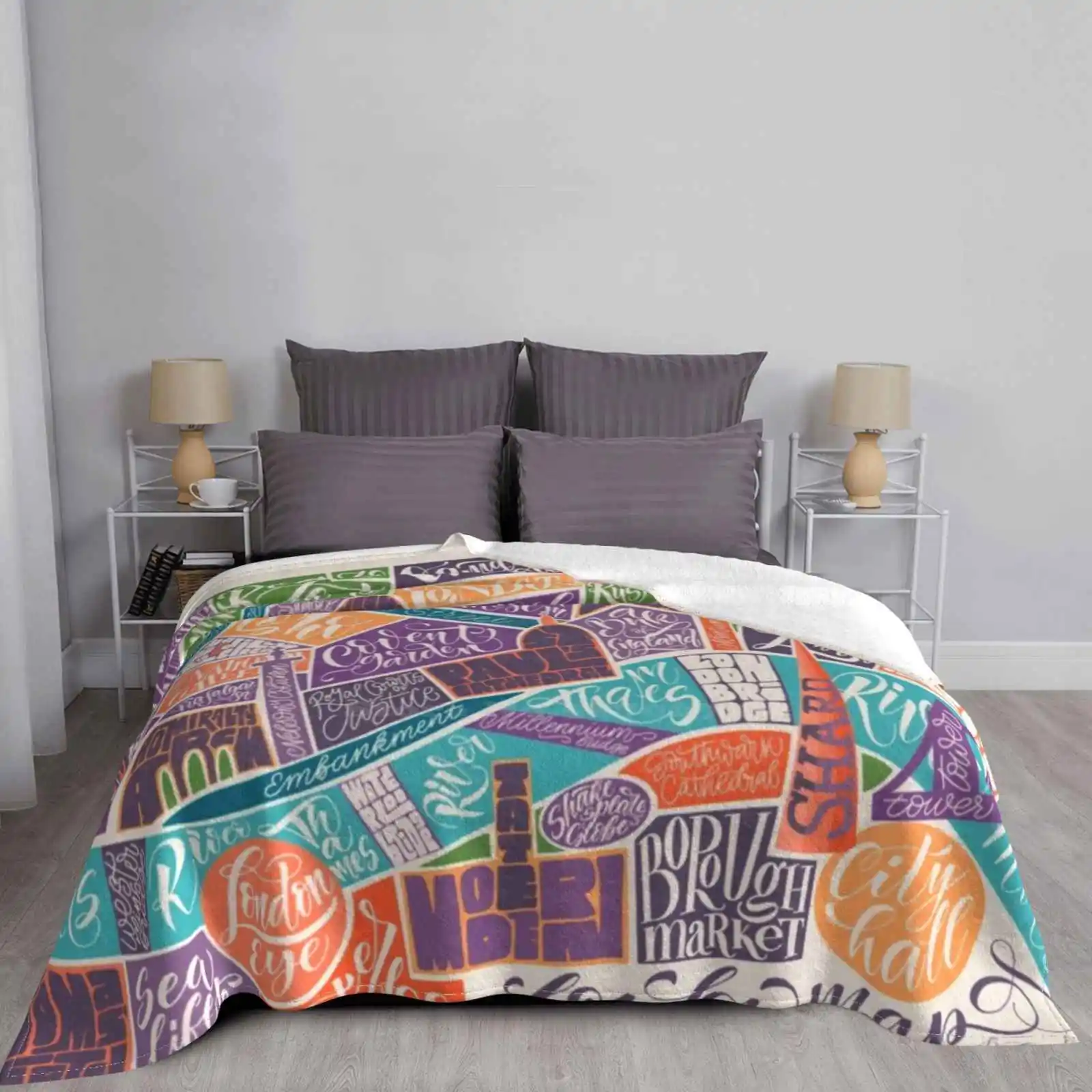 Карта Лондона. Новое поступление модное фланелевое одеяло для отдыха карта