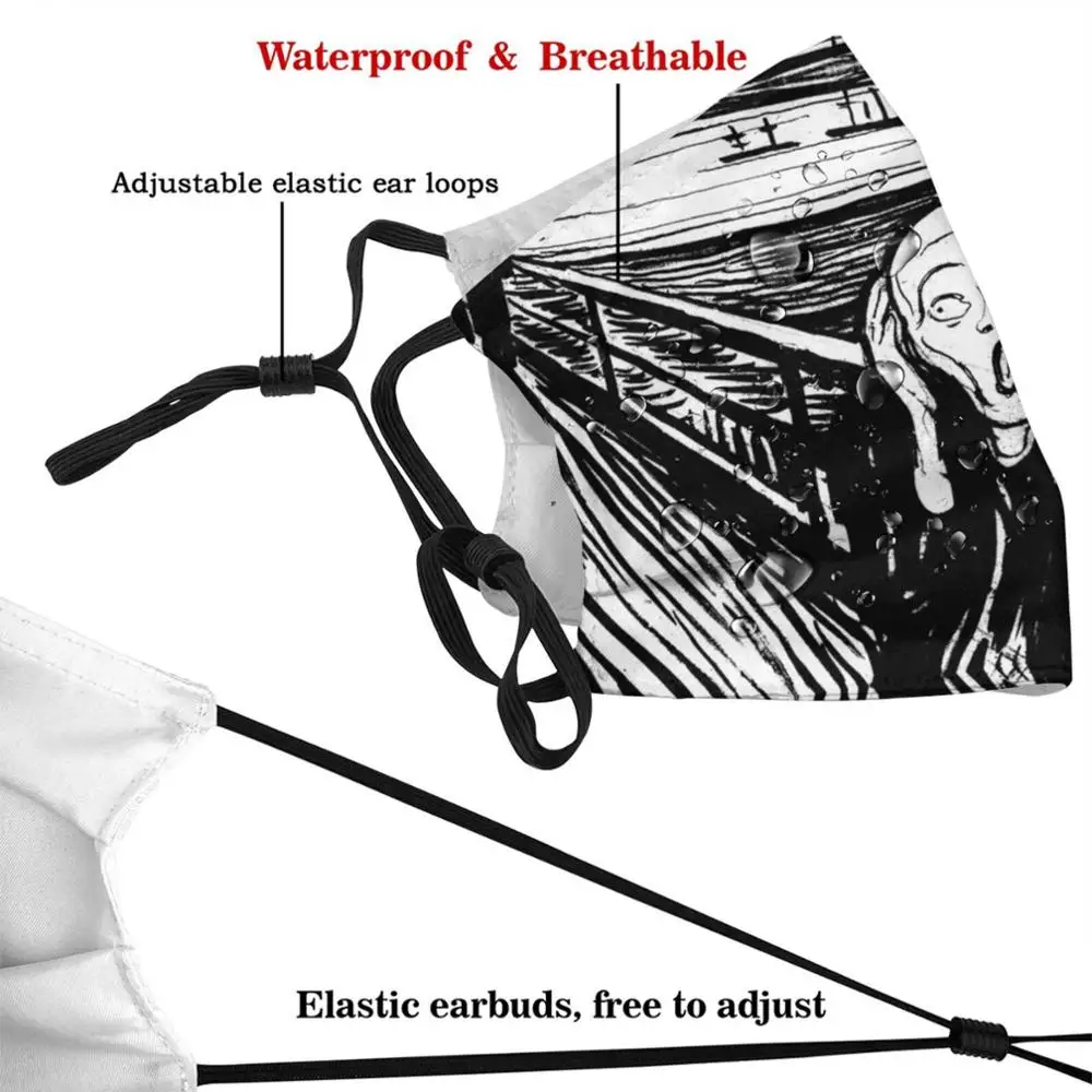 Маска с изображением крика Эдварда многоразовая маска фильтром Pm2.5 для взрослых