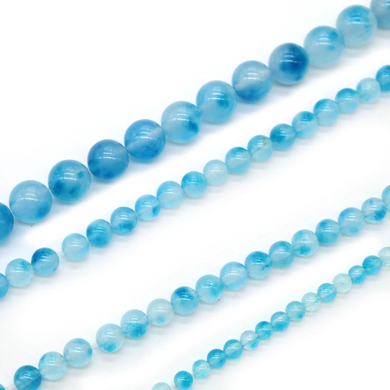 Бусины из натурального камня поплавковая синяя нить 4/6/8/10/12 мм для изготовления