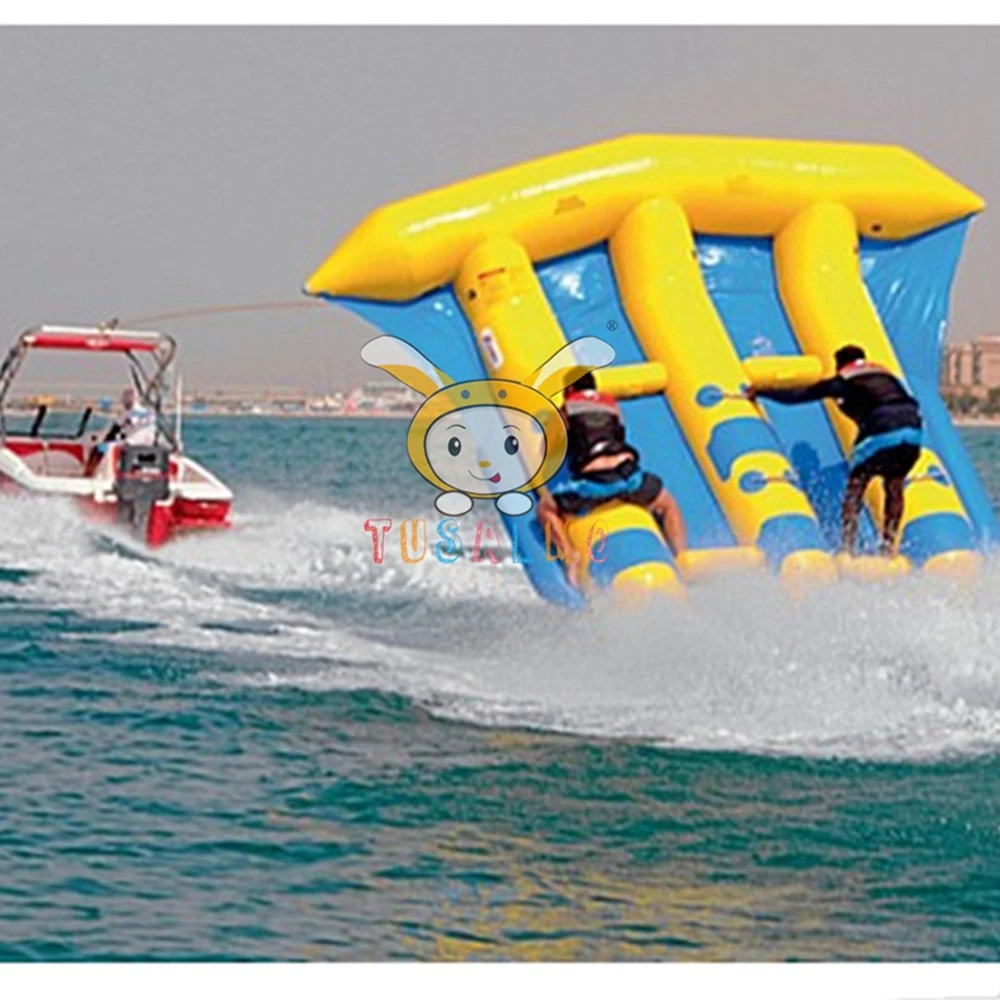 

Nathaniel Commercial PVC Floating Inflatable Towable Tube 4x3m Inflatable Flying Fish Banana Boat for Water Park